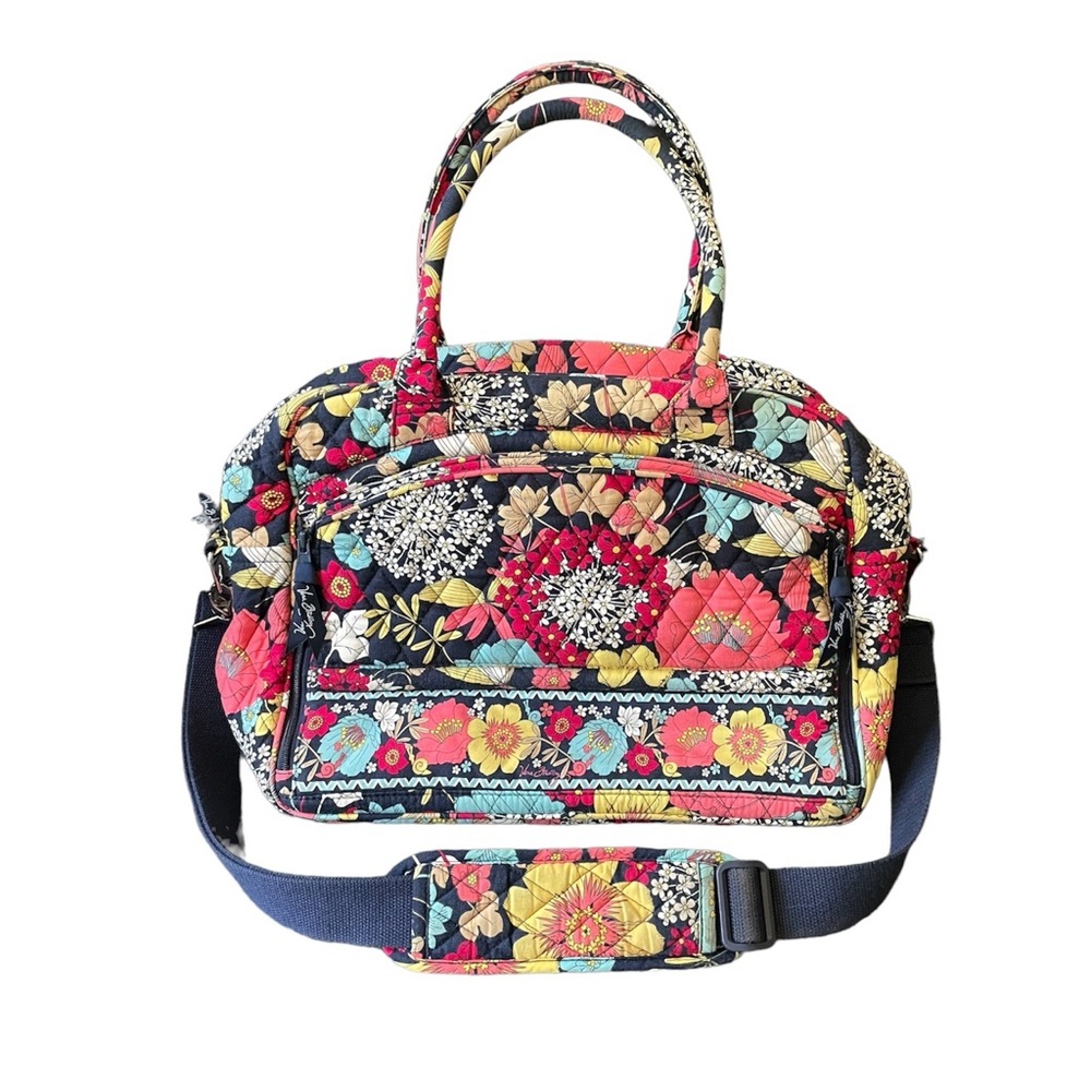 Vera Bradley Happy Snails Weekender Travel Laptop Bag Quilted Floral Strap